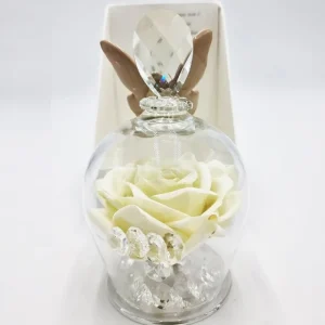 No brand Comunione>Campana in Cristallo con Rosa Bianca e Farfalla - Bomboniera Elegante