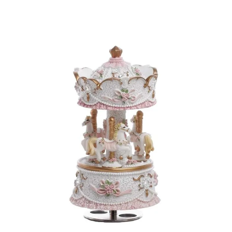 carillon_carosello_fest_r_0.webp Encantada Comunione | Battesimo E Nascita>Carillon Carosello FEST Rosa 15cm - Bomboniere Uniche